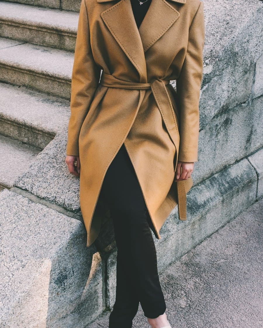 Camel Belted Wrap Coat