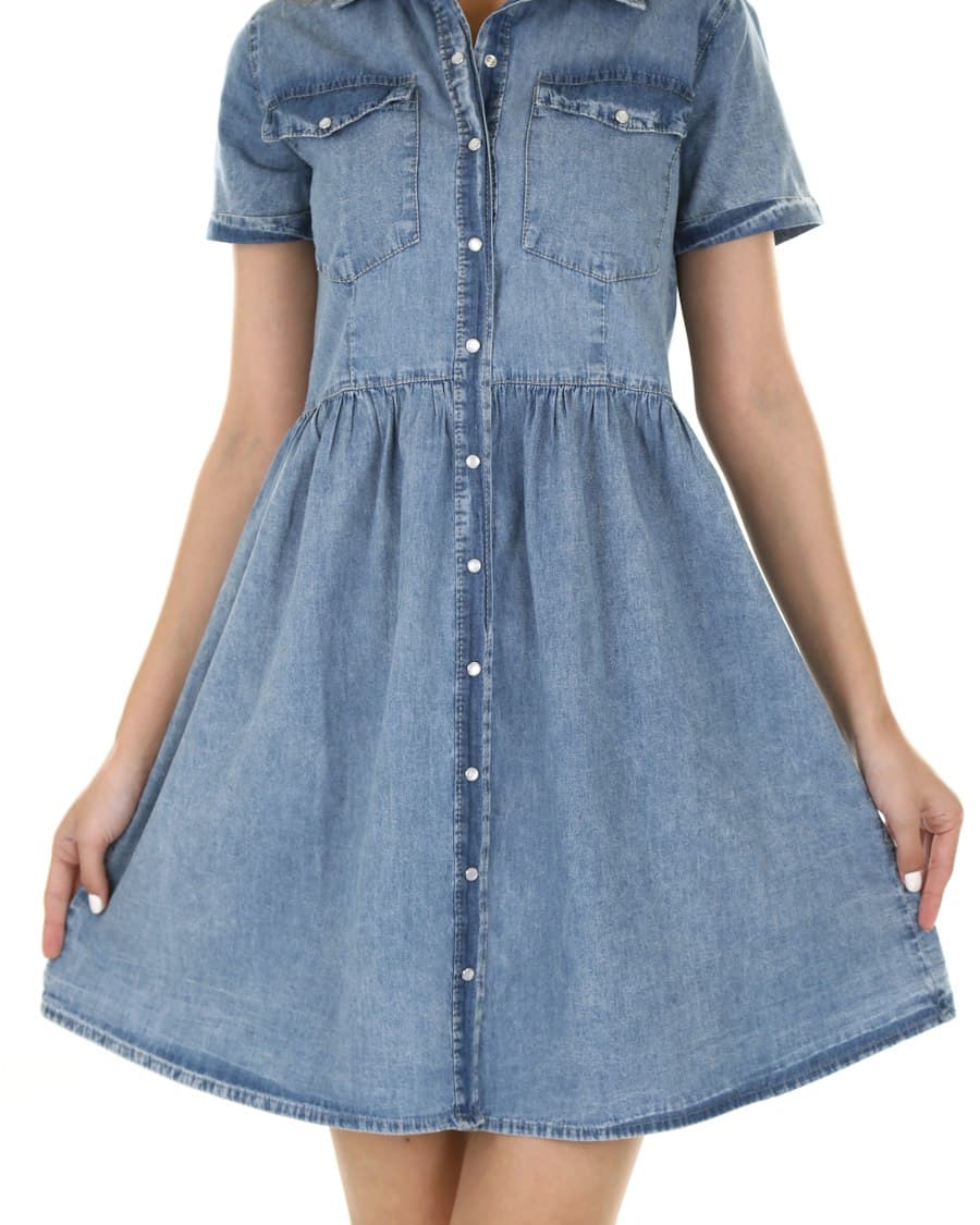 Light Blue Denim Shirt Dress