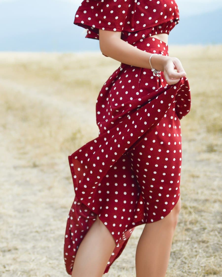 Maroon Polka Dot Midi Dress